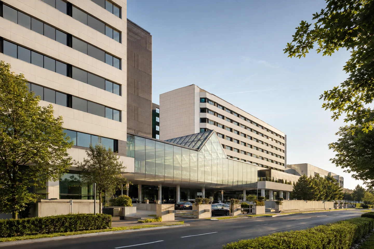 Architektonische Illustration des Hotelumfelds am Frankfurter Flughafen